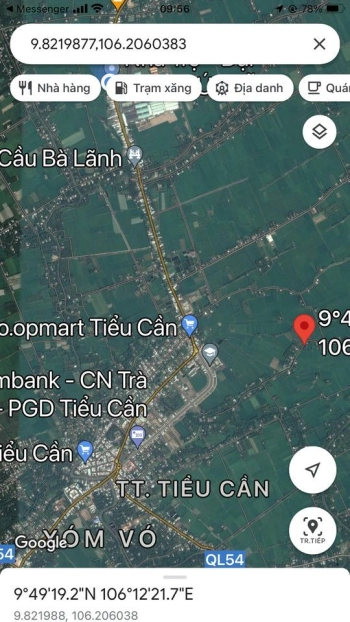 Cần bán đất nền ấp Cây hẹ, xã Phú cần, huyện Tiểu cần, Trà vinh.