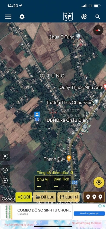 Cần bán 1800m đất mặt tiền danl và kênh,ấp Ô Tưng B,Châu Điền,CK,TV