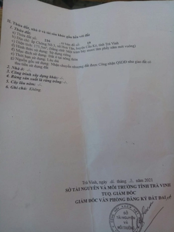 Cần bán gấp mặt tiền lộ dal 2.5m , tại chông nô 3 hòa tân cầu kè TV