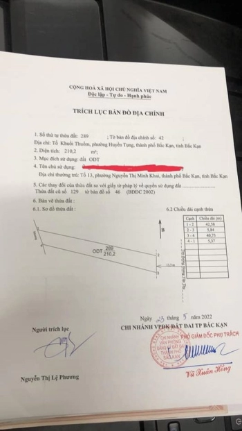 Chính chủ cần bán lô đất. 210m TC. Dôi dư 230m.