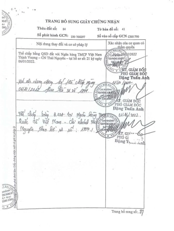 CÔNG TY ĐGHD HÀ THÀNH TB BĐG TSBĐ CỦA VIB BANK - ĐẤT TẠI THÁI NGUYÊN