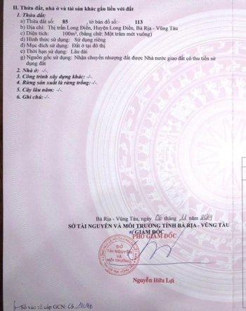 Cần Tiền Bán Gấp Lô Đất Ngay Thị Trấn Long Điền, Bà Rịa - Vũng Tàu