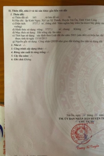 Bán đất Cồn Lục Sỹ Thành, Trà Ôn, Vĩnh Long DT trên 30.000m2