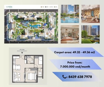 Cho thuê căn hộ 1 phòng ngủ (1BR+) tại dự án Lumiere Riverside trong khu đô thị Vinhomes Grand Park