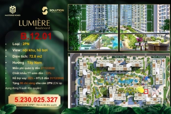 Bán gấp căn hộ 2 PN Lumiere Boulevard thanh toán 5% nhận nhà ngay ưu đãi siêu hot tháng 9