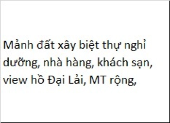 Mảnh đất xây biệt thự nghỉ dưỡng, nhà hàng, khách sạn, view hồ Đại Lải, MT rộng, 