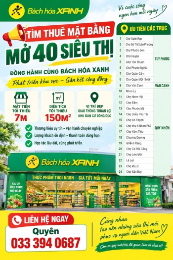 Cần thuê mặt bằng Kinh doanh Bách Hóa Xanh
