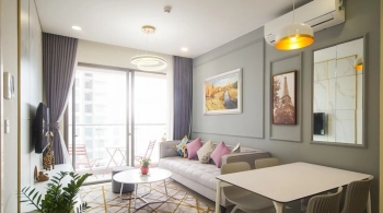 Căn hộ Masteri Millennium tầng 25 cửa hướng Tây Bắc, đầy đủ nội thất.