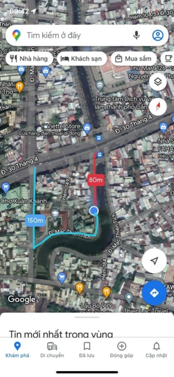 Nhà Mặt Tiền Bờ Kè Mạc Thiên Tích 93m2 Ngang 6m8  cách 30/4 80m ngay trung tâm thành phố Cần Thơ giá 6.8 tỷ