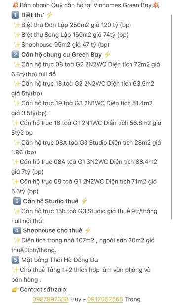 Chuyển nhượng Chung Cư . Biệt Thự . Shophouse