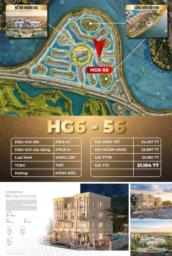 🏡 BÁN BIỆT THỰ SONG LẬP HG6-56 - dự án VINHOMES ROYAL ISLAND - VŨ YÊN - HẢI PHÒNG