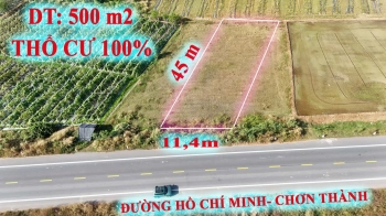 500 m2 thổ cư mặt tiền đường gần trung tâm hành chính mới Tây Ninh (Đức Hòa, Long An )